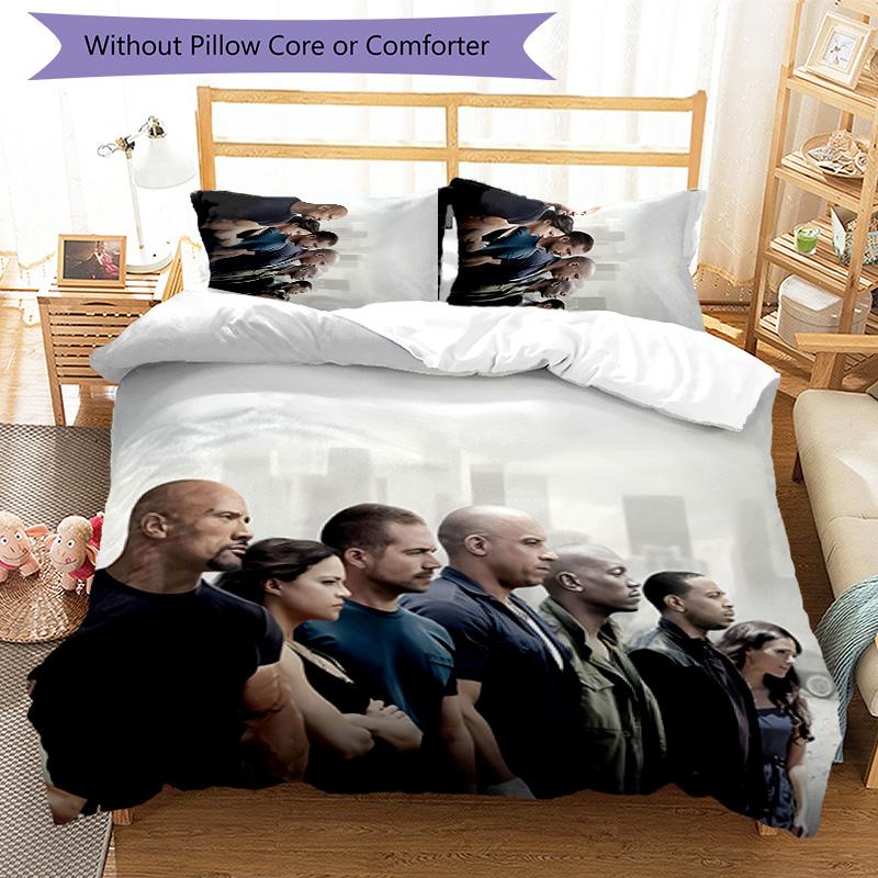 3pcs Fast and Furious pattern bedding set duvet cover set includes duvet cover &pillowcases, perfect all season bedroom decoration & gift