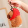 Strawberry Hat Capybara Pendant Plush Keychain Detachable Hat Realistic Soft Stuffed Animal Doll Plush Capibara Toy Kid's Gift