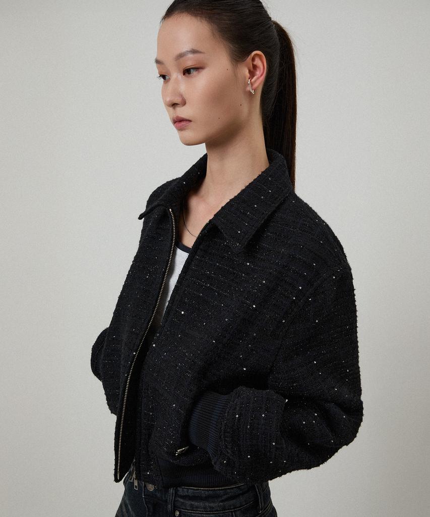 LMOOD WOMEN Blue Moon Wool Tweed Jacket Midnight Black