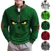 Men's Vintage Print Zip-Up Sweatshirt Men 2024 Grinchmas Graphic Stand Collar Pullover