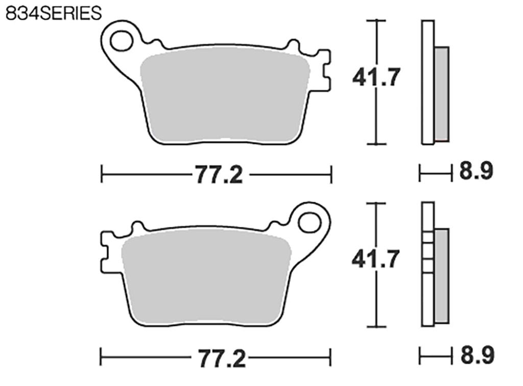 KITACO SBS Brake Pads 834HF Ceramic for NINJA CBR600F, CBR600RR, CBR1000RR, GSX-R1000, ZX-6R, ZX-10R, etc. (Product Code 777-0834000)