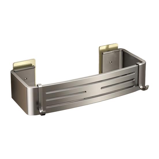 Bathroom Shelf Towel Rack Strong Load-bearing Drainage Hole Design Self Adhesive No Drilling Easy To Install Storage Rack Shower Organizer