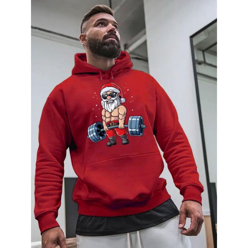 Men's new Christmas style hooded fleece pullover hoodie, trendy fall and winter casual multi-purpose hooded pullover.