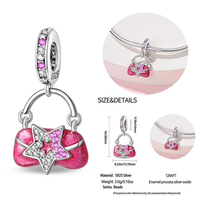 New Copper Bow Star Love Pink Series Charm Beads Suitable For 3Mm Original Bracelet Diy Fashion Jewelry Gift