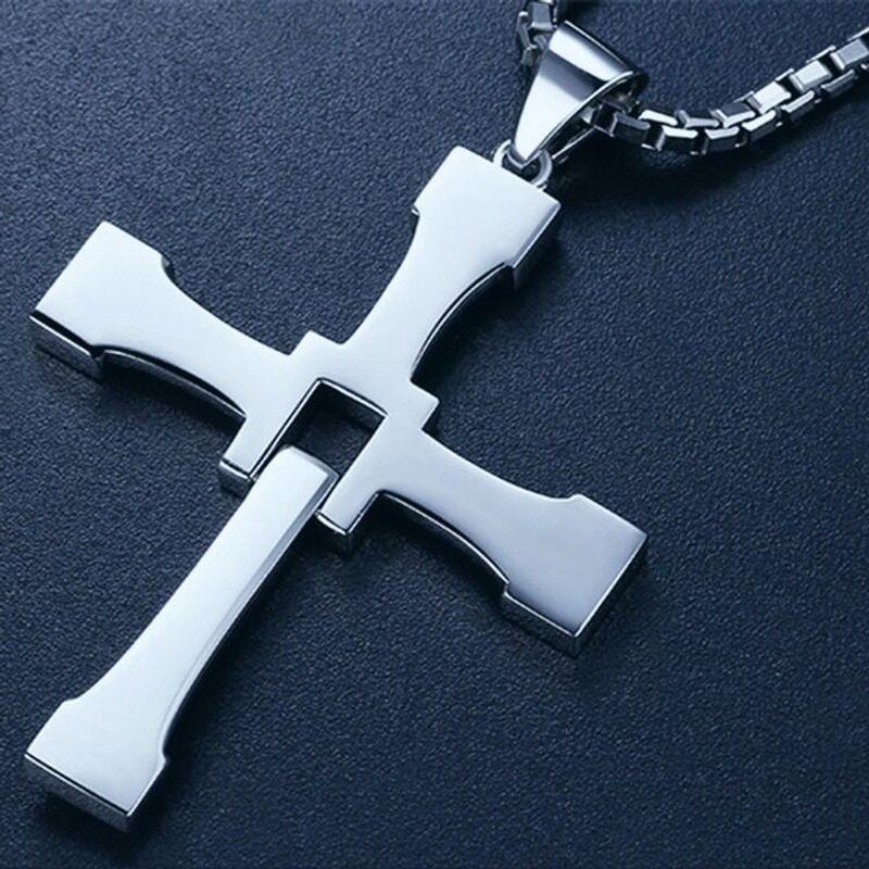 Men's European and American Hipsters Speed and Passion 7 Titanium Steel Necklace Cross Pendant Domineering Men Jewelry Gift