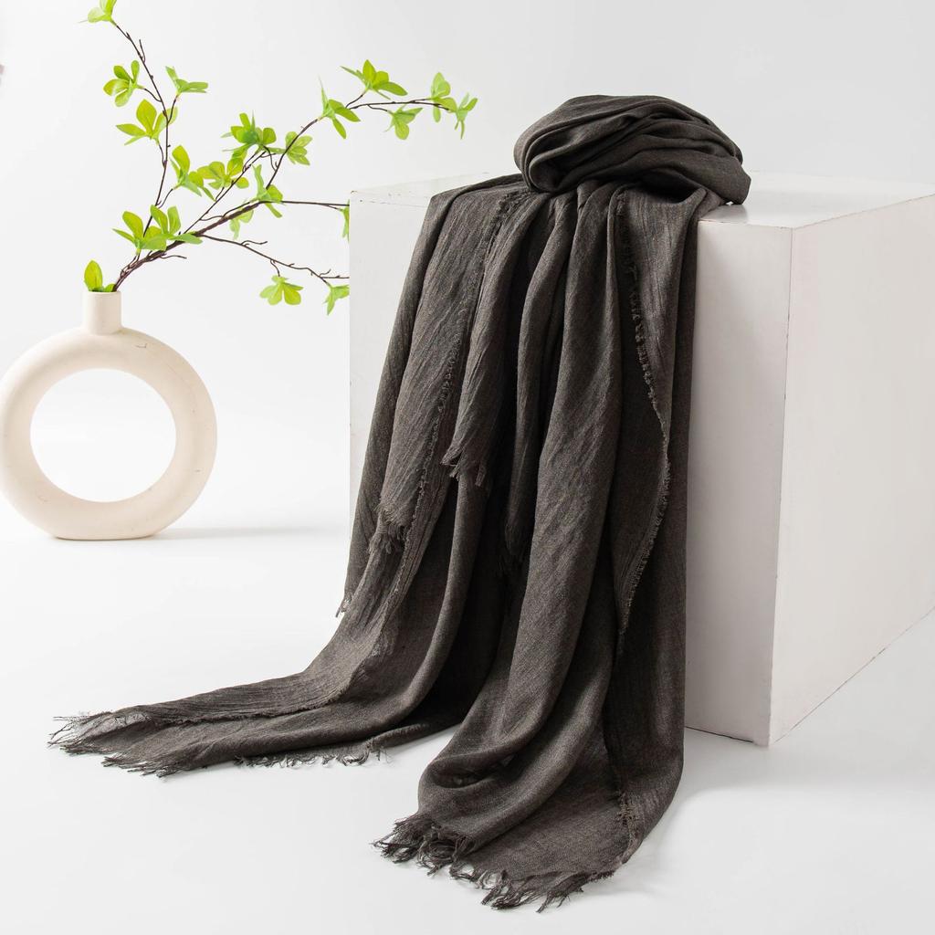 Spring and summer sunscreen scarf imitation cotton and linen solid color simple shawl women's high-end silk scarf yarn headscarf women's cross-border