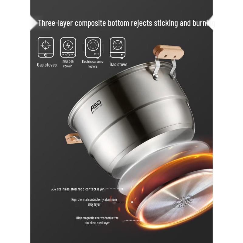 ASD Пароварка 3-ярусная из нержавеющей стали 304