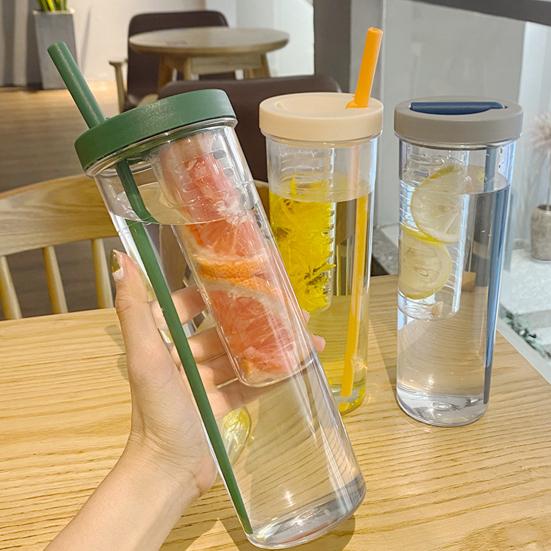 Стакан с соломинкой 700 мл со складной соломинкой, встроенным фильтром, отсеком для чая, легко