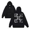 1225 Off-White 2025 Autumn/Winter New OW Grid Arrow Pattern Printed Hoodie for Men and Women