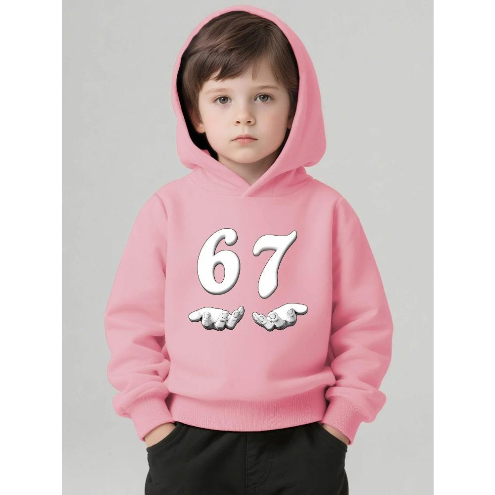 Spring Autumn Unisex Graphic Fun 67 Men's Hooded Pullover Sweater Long-sleeved Stylish Street Style Long-sleeved Women Clothing Top