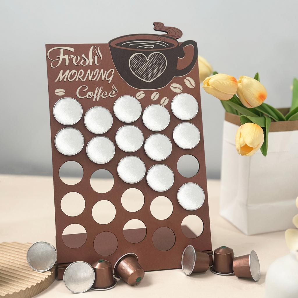 Главная Деревянная подставка для кофе в форме сердца, украшение для кофейного бара, деревянная стойка для хранения кофейных капсул