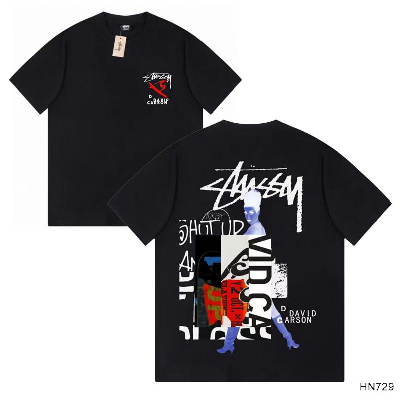 Stussy Летняя новая футболка из высококачественного хлопка с круглым вырезом для мужчин и женщин 2025 года, классический логотип с новым рисунком, парная футболка