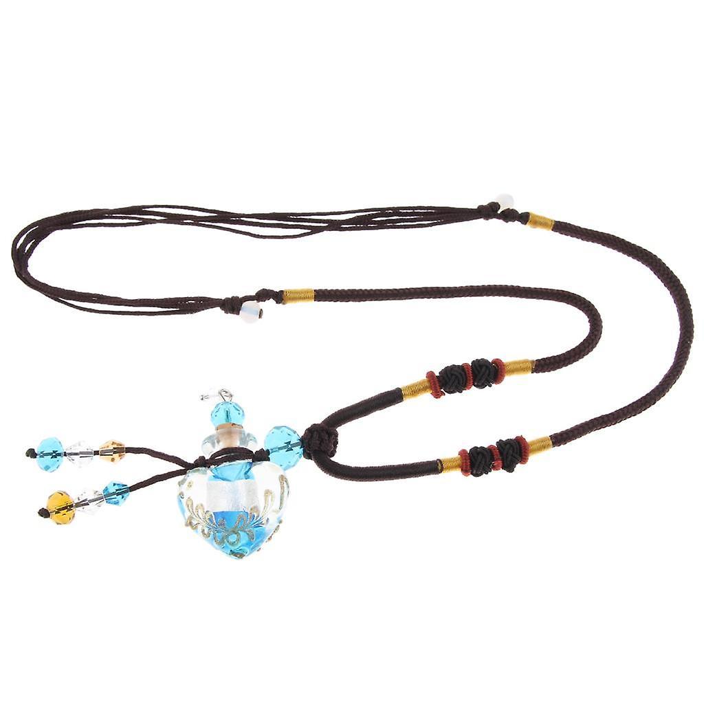 2xGlass Locket Necklace Perfume Fragrance Essential Oil Diffuser Light blue