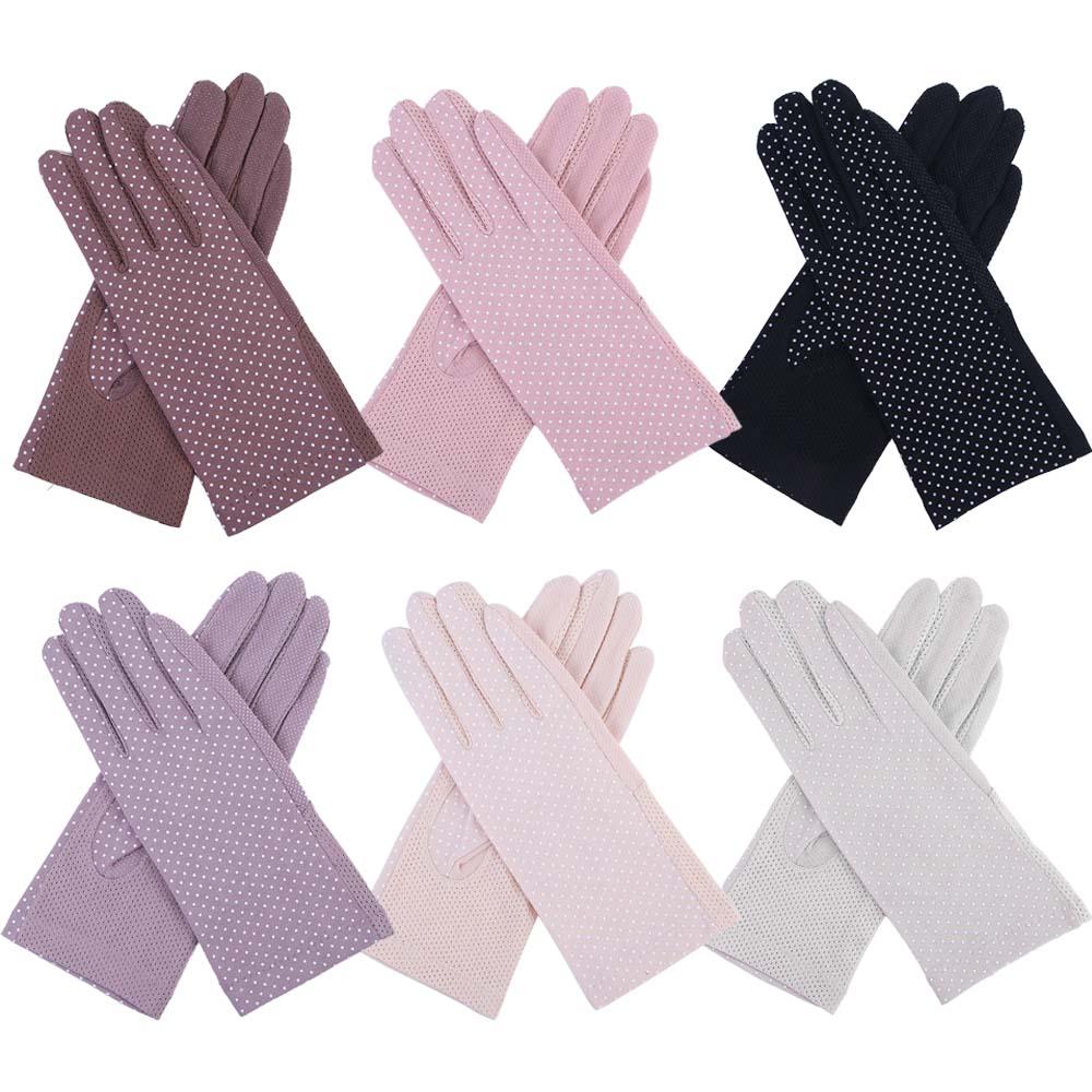 Women Dot Thin Sunscreen Sun Protection Gloves Short Gloves