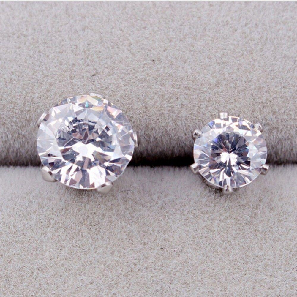 1pcs Stylish Jewelry Four Claws Drop Ear Stud Cubic Zirconia Earrings Titanium Steel