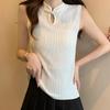 Белые майки женские летние 2025 года без рукавов с воротником-стойкой черные узкие трикотажные майки женские топы JJ250