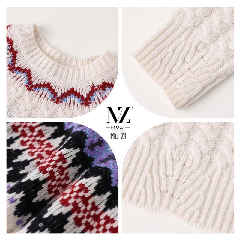 Muzi Women's 100% Pure Wool Pullover Sweater