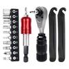Bike Tire Repair Kit Set 72 Tooth Ratchet Wrench Portable Multifunctional Bike Tools Kit with Storage Bag for Road