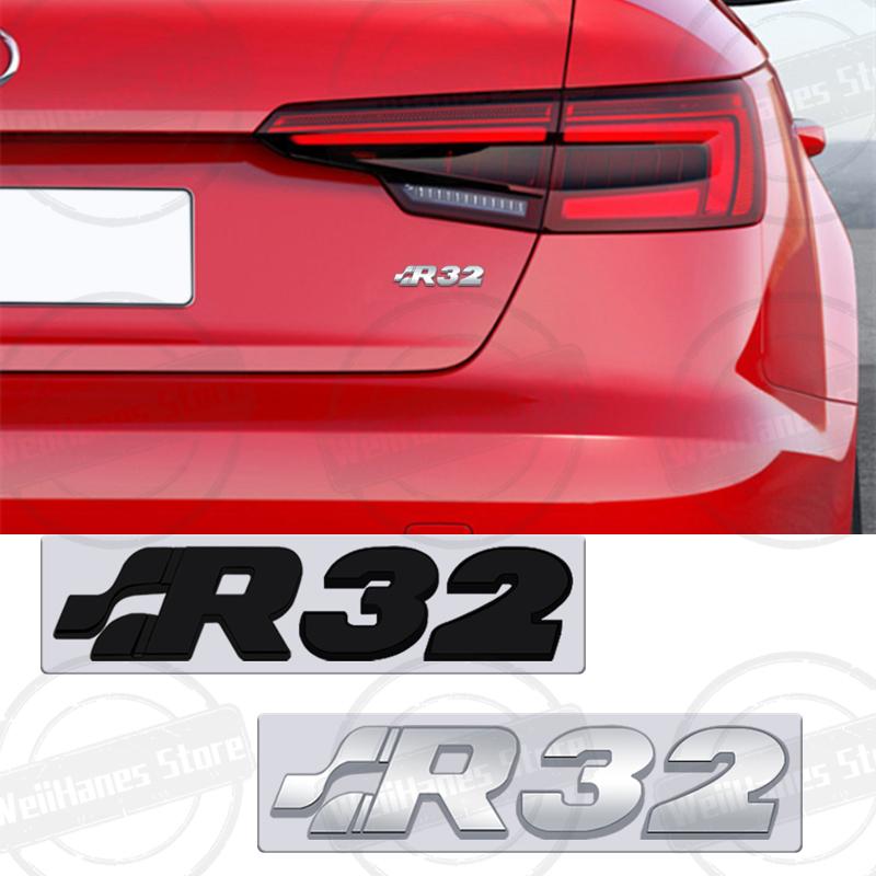 Metal 3D For R32 Letter Logo Golf 3 4 5 6 7 Polo GTD GTS TDI TSI MK3 MK4 MK5 MK6 Car Rear Trunk Body Sticker Accessories