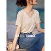 Базовая женская футболка Basic House с V-образным вырезом, коротким рукавом, из тенсела лиоцелла