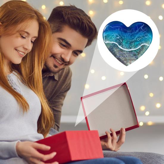 Ocean Pocket Heart Glass Beach Heart Ornament Handmade Pocket Sea Mini Heart Keepsake Gift for Friend Valentine's Day Birthday