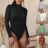 Women's Fashion Solid Colour Sexy Bottoming Shirt Long Sleeve Zip Tight Bodysuit