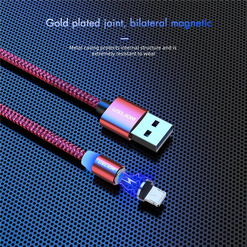 USLION 2M Магнитный Micro USB Кабель Для Зарядки iPhone Type-C Магнитное Зарядное Устройство USB Кабель Type C