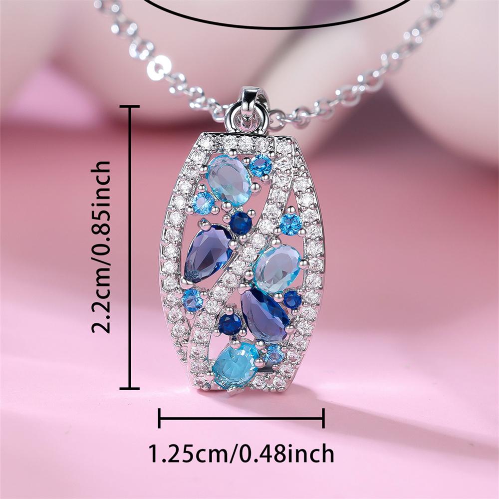 Подвеска из голубого кристалла Аквамарин с цирконом, ожерелья для женщин, винтажная цепочка серебристого цвета, свадебное украшение, аксессуар