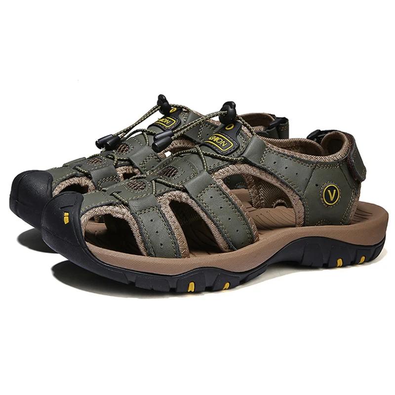 Nieuwe Lederen Mannen Schoenen Zomer Nieuwe Grote Omvang Sandalen Mannen Sandalen Fashion Sandalen Slippers Big Size 38-47