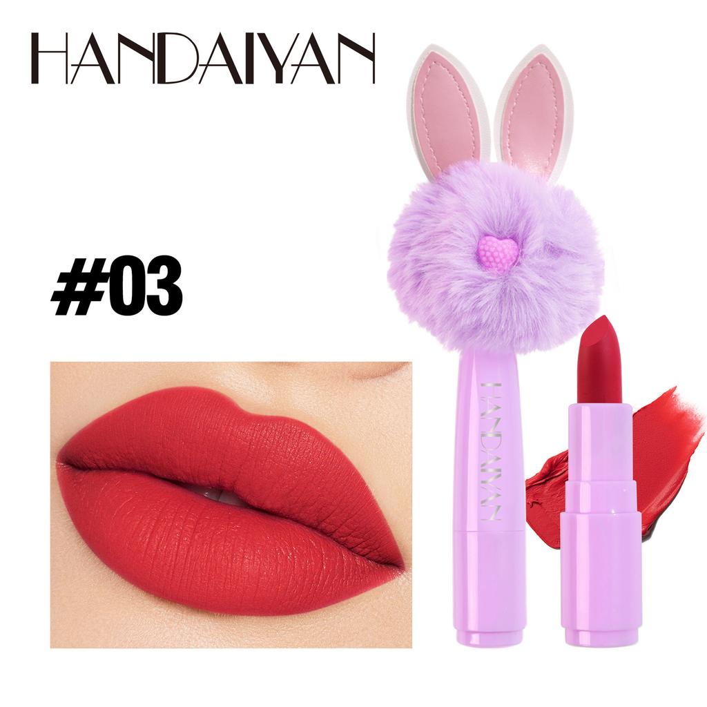Handaiyan 5 Color Mini Rabbit Plush Dumplings, Dill Matte Lipstick Red