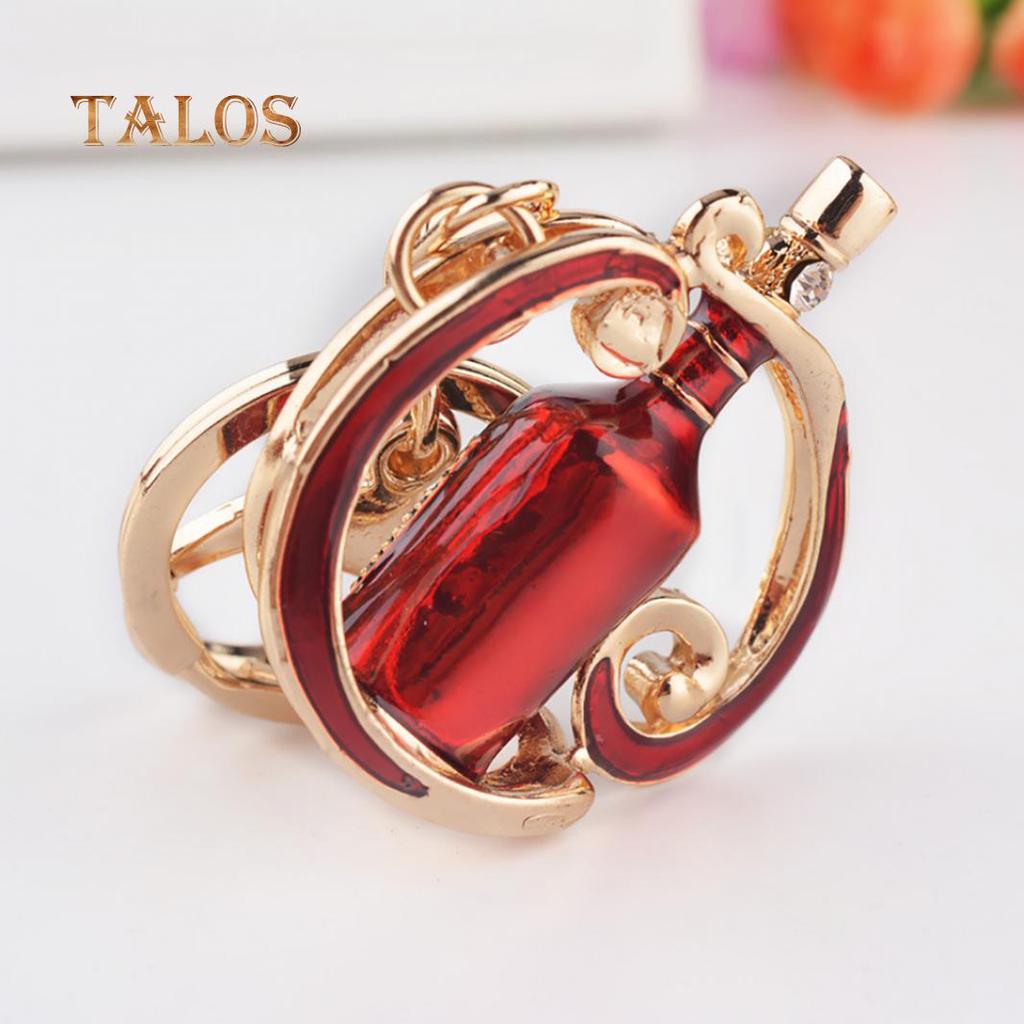 Cute Wine Bottle Crystal Stone Keychain Key Ring Bag Hanging Ornament Pendant Gift Trinket