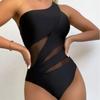 2024 New European and American Swimsuit Sexy Solid Color One-piece Swimsuit Women's Y2K Shoulder Bikini Swimsuit