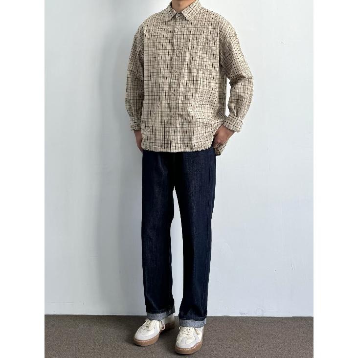 Ohod осень и зима новая японская нейтральная ретро повседневная рубашка с длинными рукавами свободная рубашка в клетку цвета хаки для мужчин