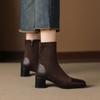 Krazing Pot Микрофибра Флок Квадратный Носок Средний Каблук Эластичные Сапоги Размер 43 Молния Женские Базовый Дизайн Ботильоны