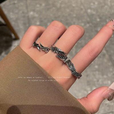 Темное Универсальное Кольцо Демона и Ангела Винтажное Кольцо для Пары Премиальное Готическое Личностное Черное Кольцо