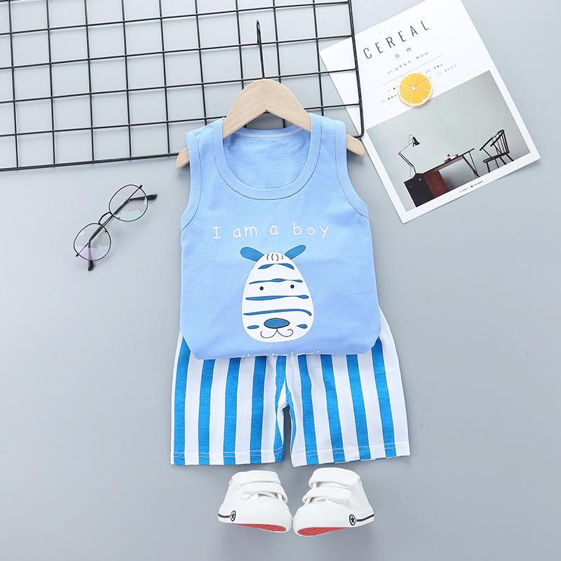 Children's Vest Set Pure Cotton Summer Boys' Sleeveless Shorts Girls' Suspenders Children's Two-piece Set