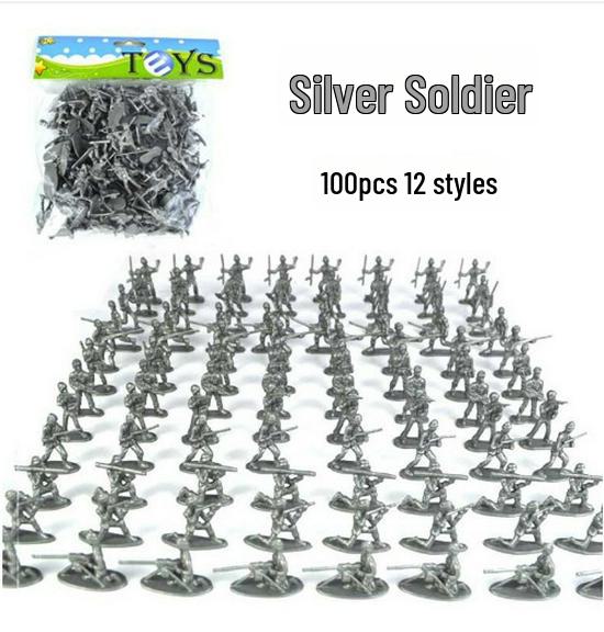Military Simulation Model Soldier Set - 100-Piece War Scene Toy Set for Kids