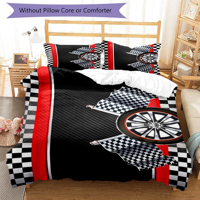 3pcs Racing Bedding Set Duvet Cover Closure Includes 1 Duvet Cover & 2 Pillowcases, Soft and Comfortable for All Seasons.