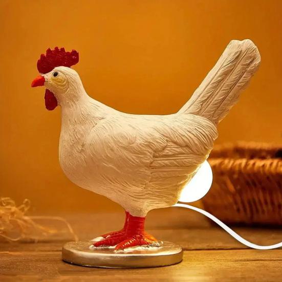 USB Ночник в виде куриного яйца, несущей яйца курицы, декоративная лампа, статуэтка из смолы, украшение для дома, офиса, спальни, настольное украшение