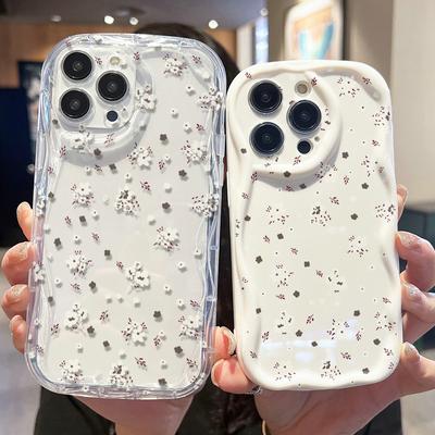 Кремовый волнистый изогнутый силиконовый глянцевый мягкий чехол с цветочным принтом в виде ракушки, задняя крышка для мобильного телефона для iPhone, Samsung, Xiaomi