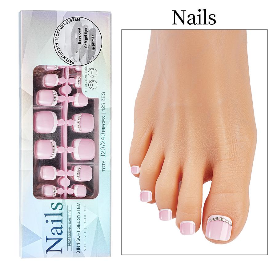 French Matte Press-On Toenail Tips & Stickers