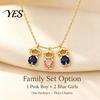 Minimalist Daily Wear Jewelry Family Girl Pendant Necklace, Adjustable Chain Customized Birthstone for Women Copper Alloy Personalized Commemorative