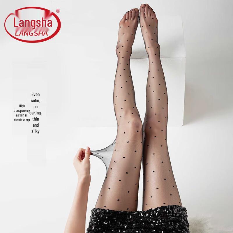 LANGSHA Women's Ultra-Thin Polka Dot Anti-Snag Pantyhose