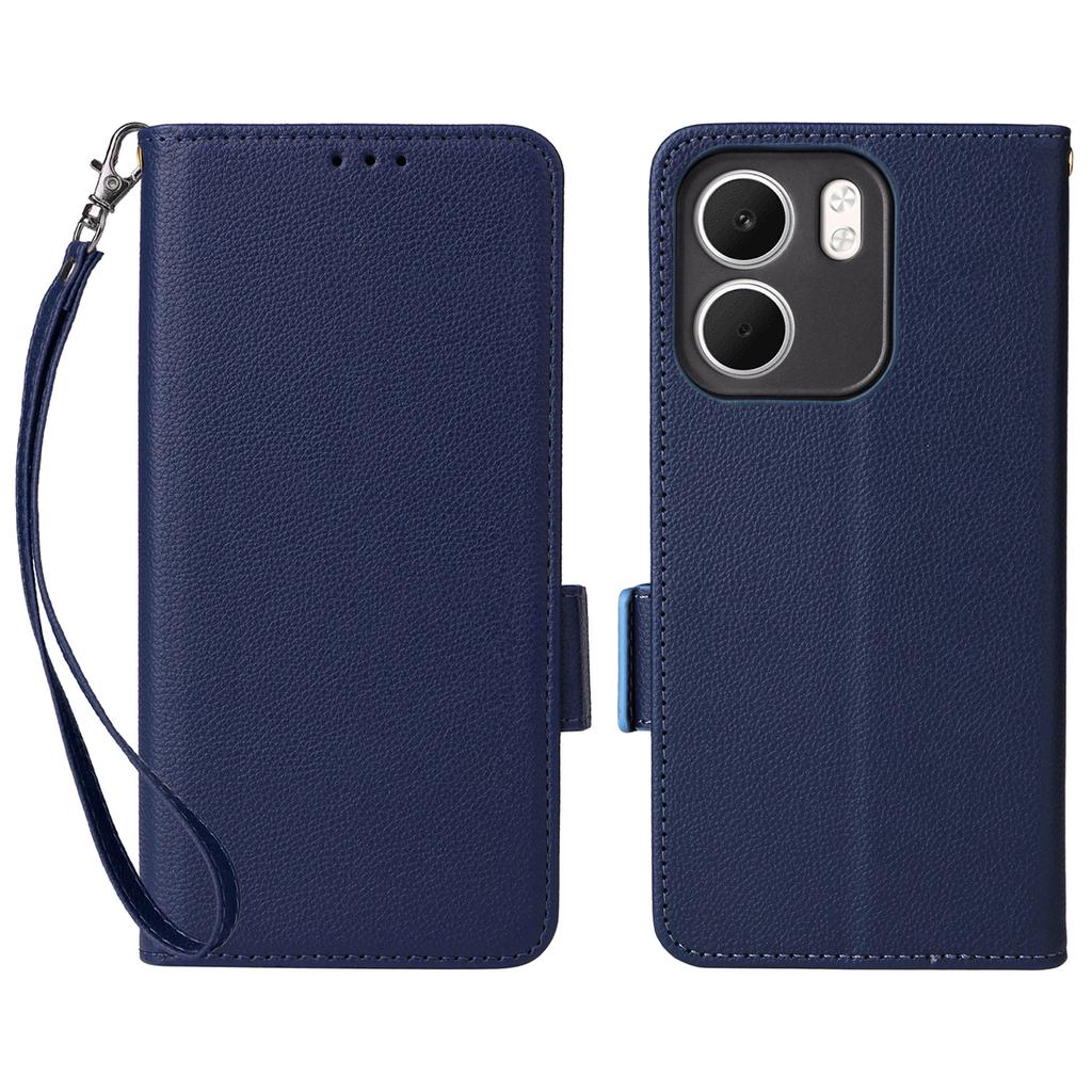 For Oppo A5x 5G/4G Case with Wrist Strap Litchi Texture PU Leather Wallet Phone Cover