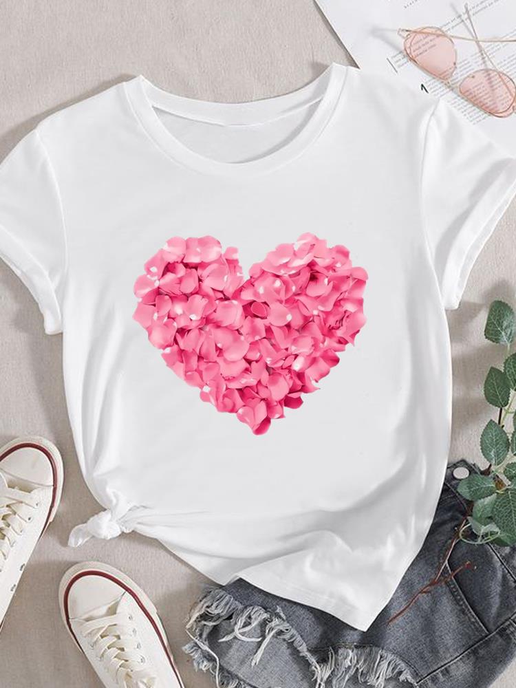 (Азиатский размер) Женская модная футболка с короткими рукавами в стиле 90-х с цветочным трендом, женская повседневная футболка с принтом, женские футболки с графикой
