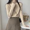 Half High Neck Thickened Bottom Knit Sweater for Women's Autumn Korean Slim Fit Long Sleeved Bottom Top
