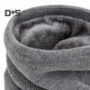 Winter Cycling Scarf Double-Layer Neck Warmer Knit Thickened Fleece Lined Elastic Soft Circle Scarf Neck Gaiter