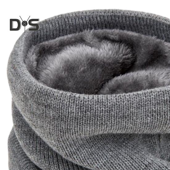 Winter Cycling Scarf Double-Layer Neck Warmer Knit Thickened Fleece Lined Elastic Soft Circle Scarf Neck Gaiter