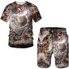 Новые мужские футболки с 3D принтом, шорты, винтажный топ, мужская футболка с короткими рукавами и круглым вырезом, летние комплекты футболок большого размера, мужской спортивный костюм