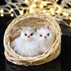 Мягкие игрушки для девочки - Спящий кот в корзине Мини-котенок с реалистичными звуками мяуканья | Игрушка спящий кот, активируемая прикосновением, для декора стола